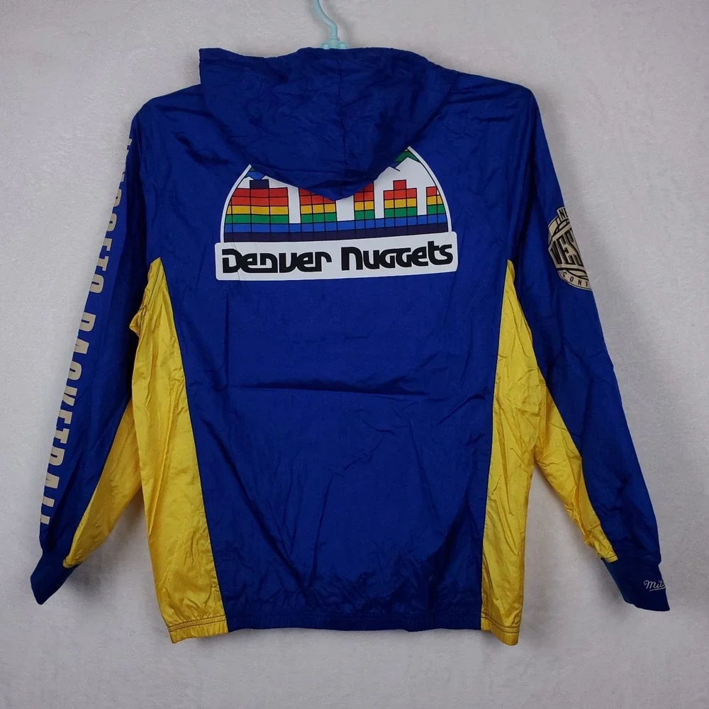 Denver Nuggets Mitchell & Ness NBA Small Windbreaker Jacket‎ Blue Yellow NWT